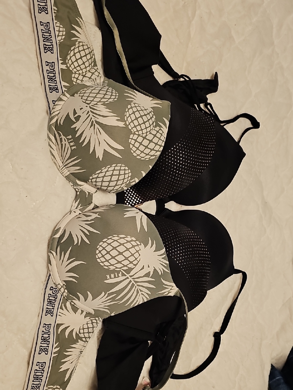 Victoria's Secret Black Push-Up Bra with Metallic Dot Detail